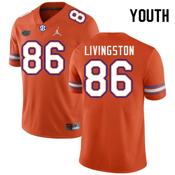 Youth #86 Tony Livingston Florida Gators College Football Jerseys Stitched-Orange